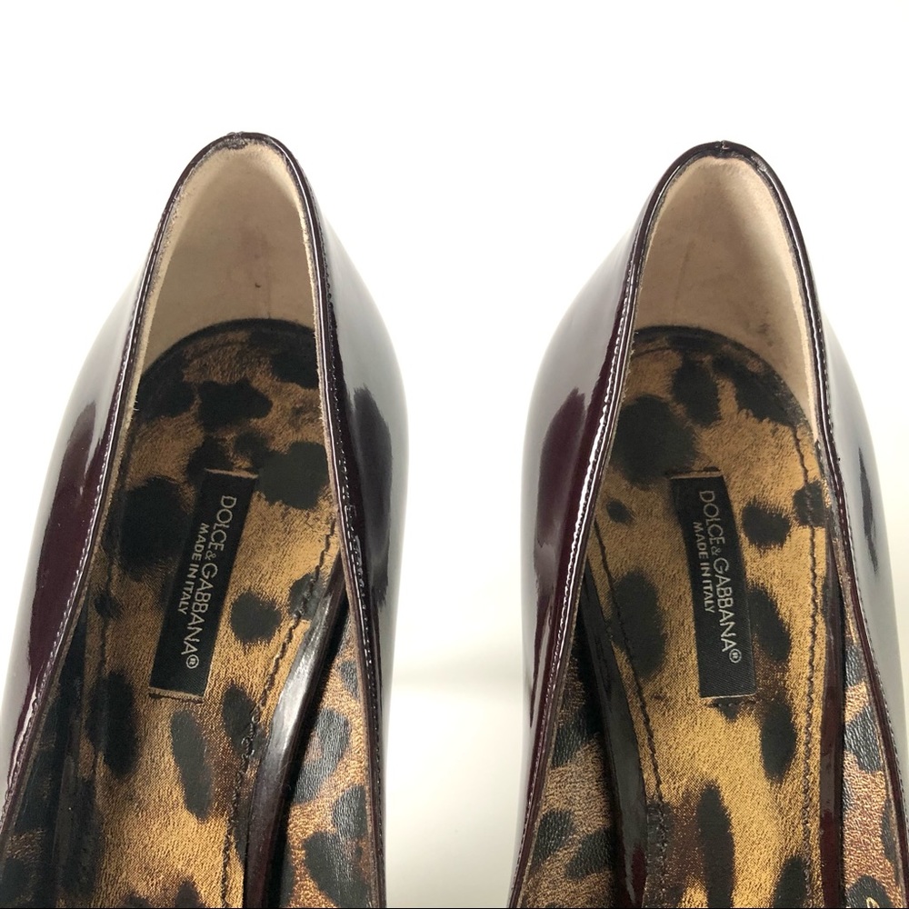 Dolce & Gabbana Burgundy Patent Pointed Toe Stiletto Heel Pumps Size 39/9 - Picture 9 of 11